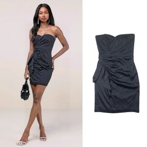 White House Black Market Satin Strapless Cocktail Black Dress Size 4